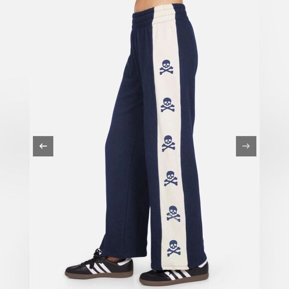 Lauren Moshi Navy With Skull Striped Side Sweats